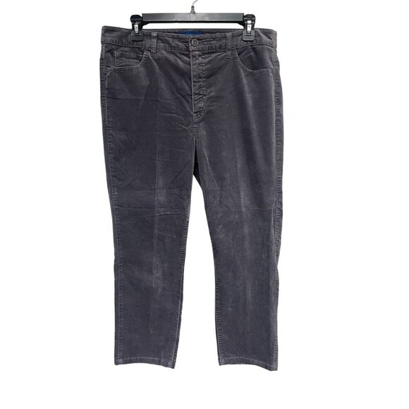Talbots Women"s Petite High-Rise Straight-Leg Gray Corduroy Pants Size 12 Petite - Picture 1 of 7